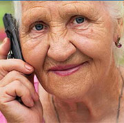 elderly woman on mobile phone
